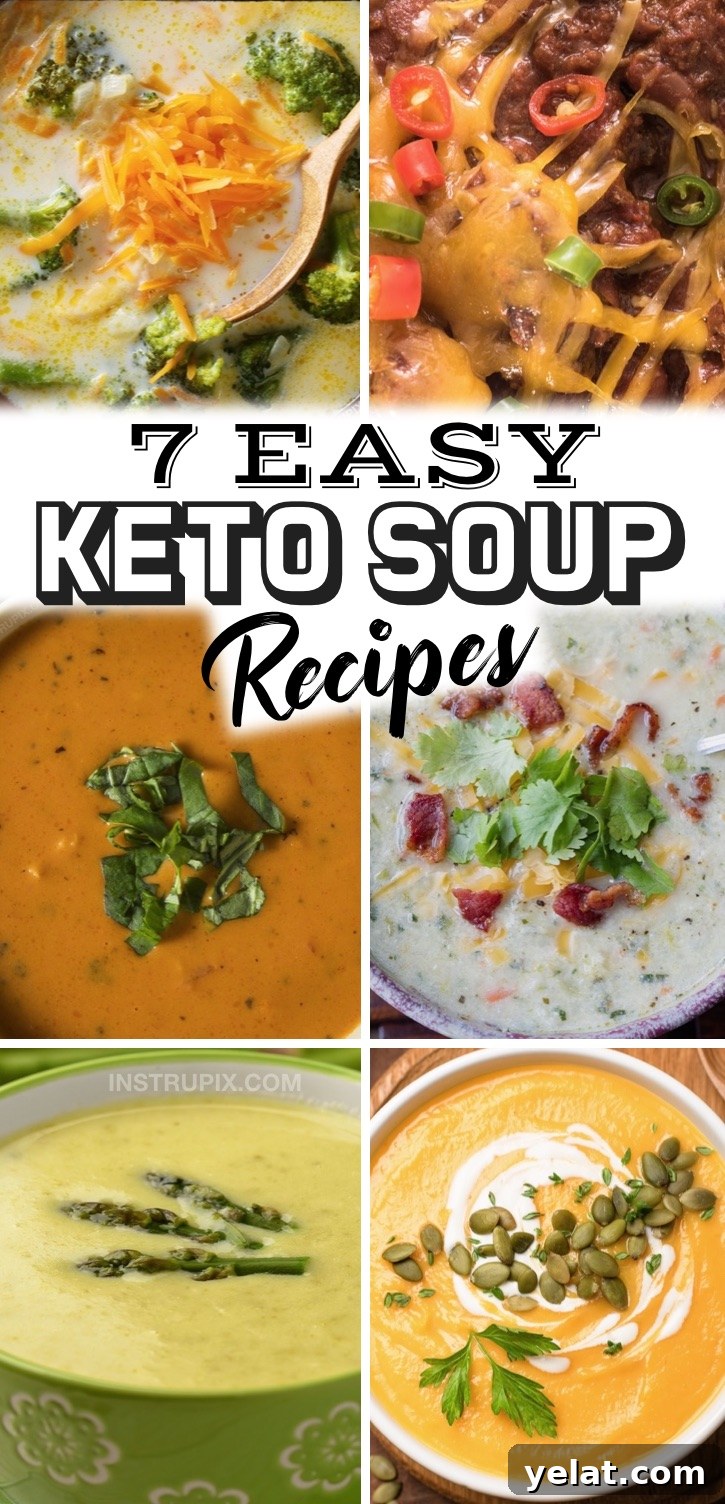 7 Flavorful Keto Soup Recipes That Don’t Taste Low-Carb 2 7 Quick & Easy Keto Soup Recipes | Looking for simple low carb dinner recipes? You can't go wrong with these healthy soup recipes! They are a must have if you are on a keto diet and like to meal plan for the week. They are just as good leftover and are easy to freeze for later. Most of these recipes are made with just a few ingredients and they are perfect for busy weeknight dinners. Everything from vegetarian broccoli cheese and dairy free ground beef chili to sausage and bacon loaded soups!