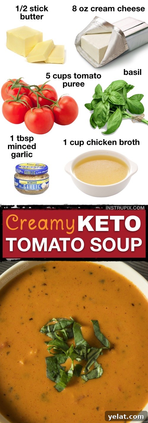 7 Flavorful Keto Soup Recipes That Don’t Taste Low-Carb 5 7 Easy Low Carb Soup Recipes (Keto Friendly!) | This low carb creamy tomato soup is so easy and delicious! It's made with just a few ingredient including cream cheese to make it extra creamy and delicious. I love this soup served for lunch with keto breadsticks or even parmesan crisps. | Instrupix