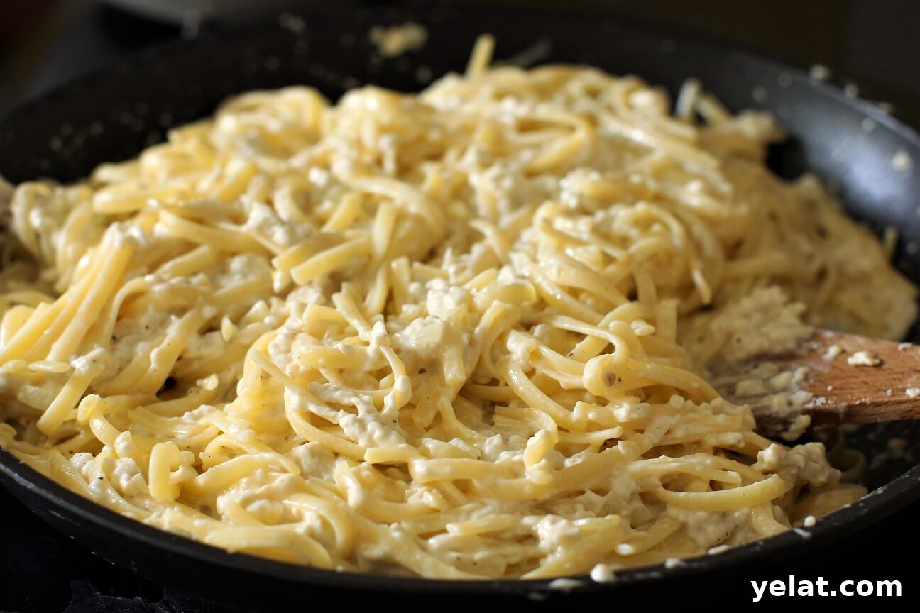 Creamy Puffball Mushroom Fettuccine Alfredo 6 a skillet full of puffball fettuccine alfredo