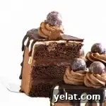 Decadent Chocolate Cake Recipe That Melts in Your Mouth 8 cake server lifting a slice of death by chocolate cake into the air