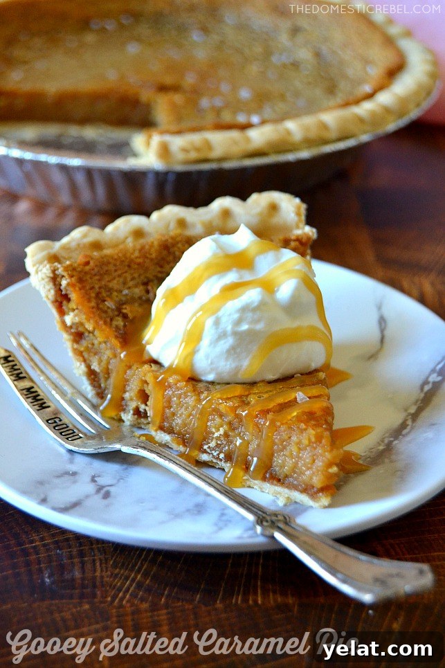 Quick Last-Minute Thanksgiving Desserts to Impress Guests 10 photo of a slice of salted caramel pie on a white plate