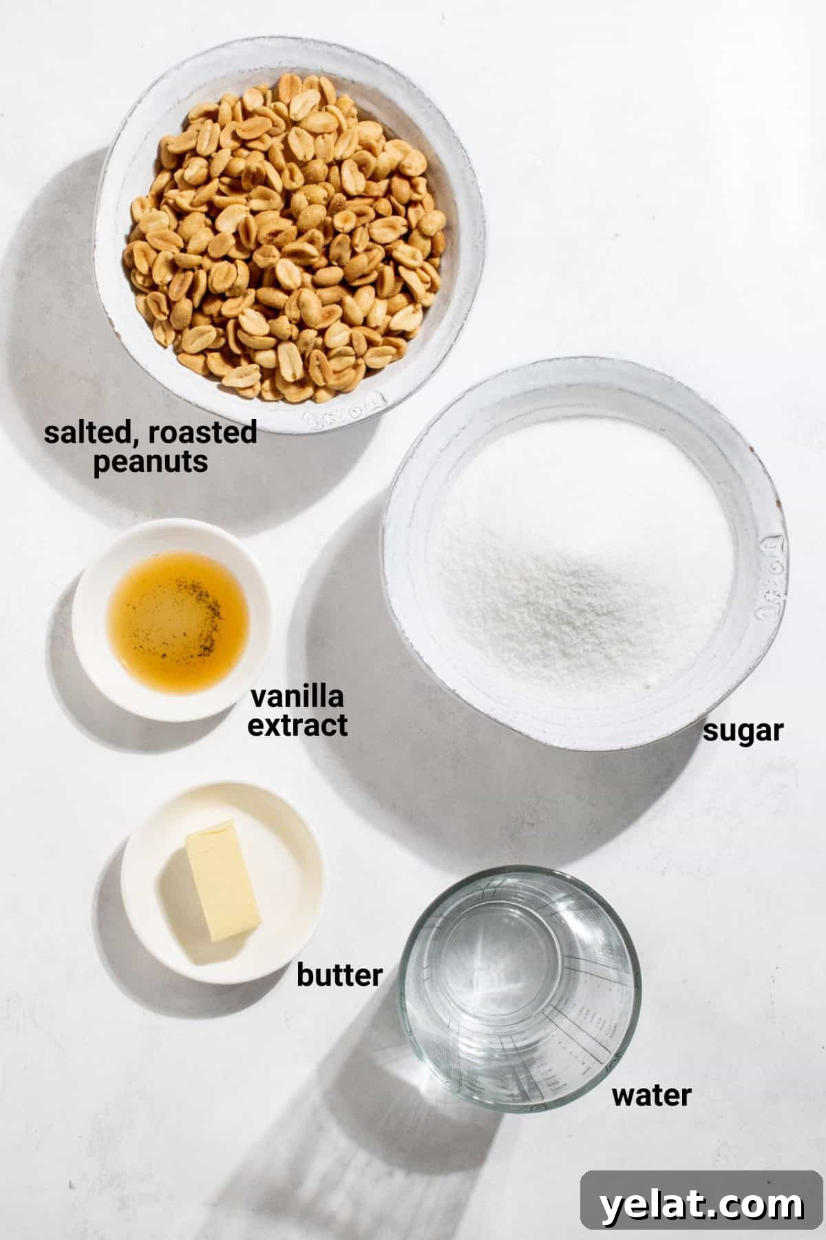 Homemade Peanut Brittle Without Corn Syrup — Crunchy Recipe 3 Peanut brittle without corn syrup ingredients.