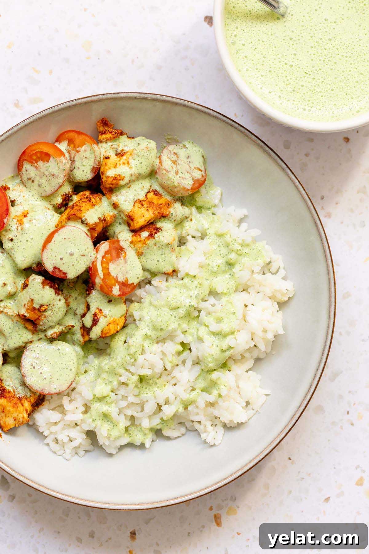 Creamy Yogurt Mint Sauce Recipe for Dipping and Marinades 7 Yogurt mint sauce topping chicken and rice