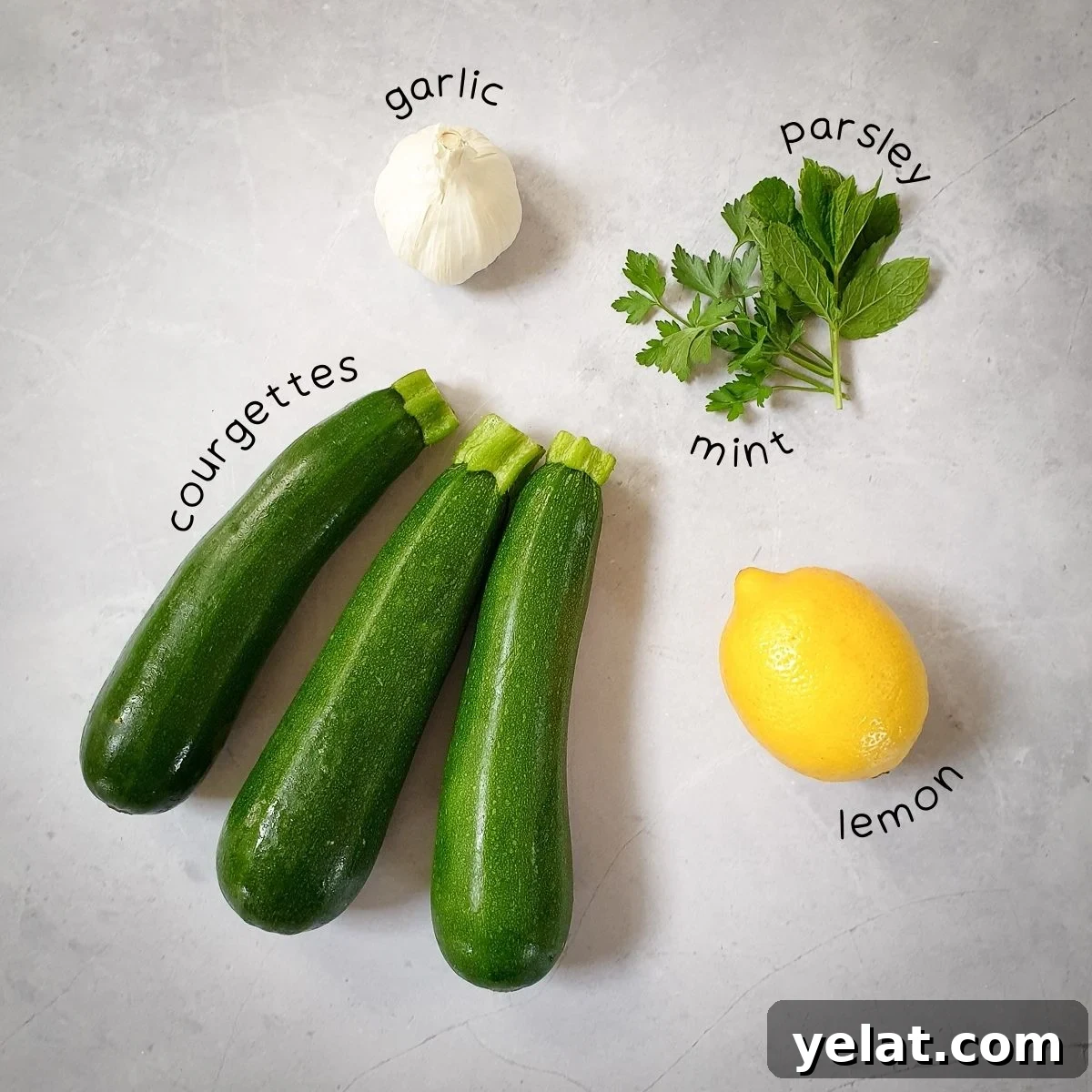 ingredients for roasted courgettes