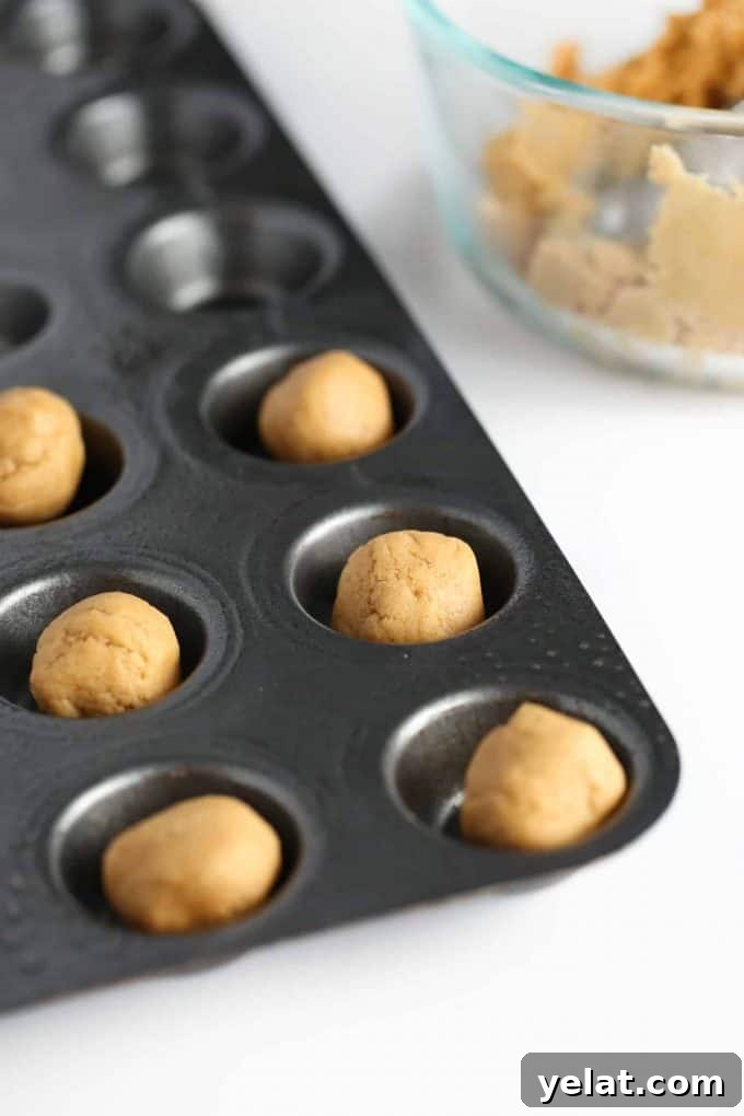 Dough Balls for Reeses Peanut Butter Valentines Cookie Cups