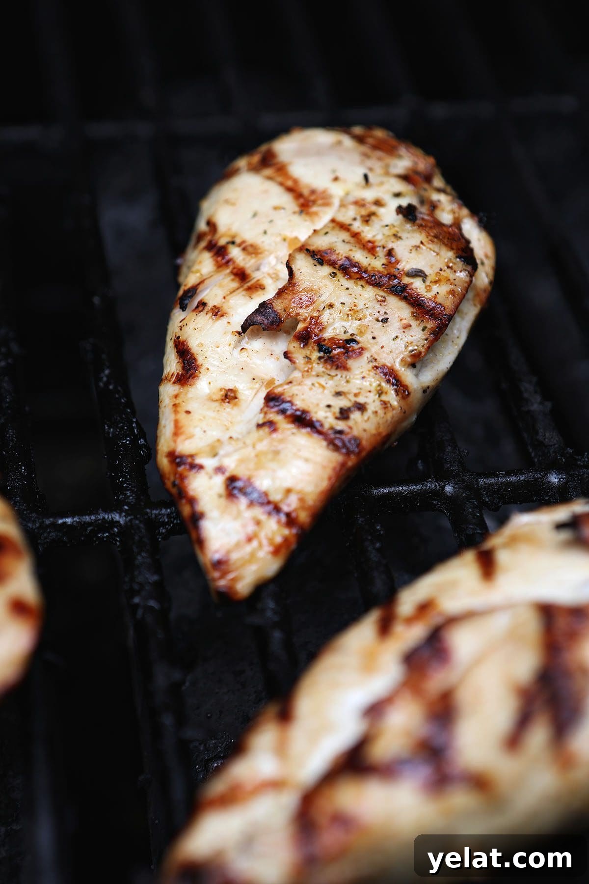 Citrus-Marinated Chicken Recipe for Juicy Flavor 5 A chicken breast on a grill with grill marks