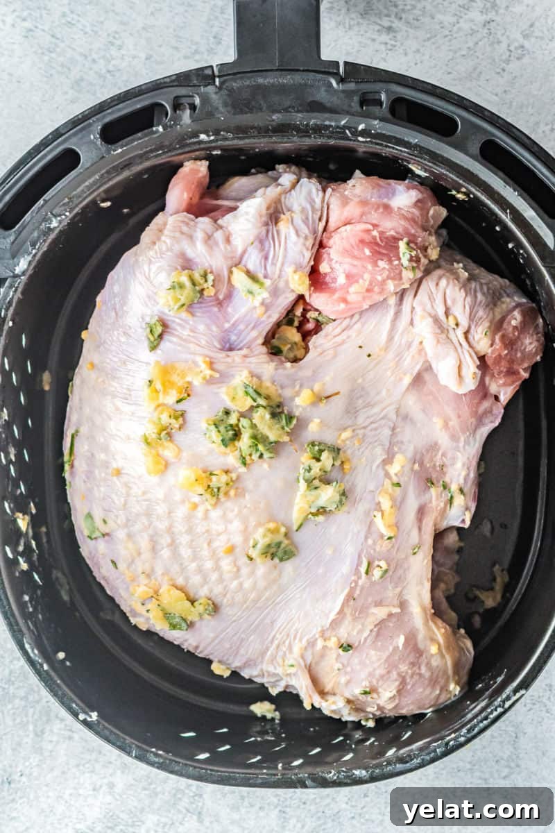 Glazed Turkey Breast in an Air Fryer: Juicy, Quick Recipe 6 rubbed turkey breast in an air fryer basket
