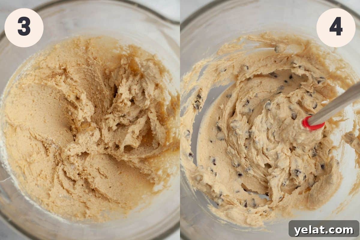 No-Bake Chocolate Chip Cookie Dough Bites for Snacking 5 Step 3 and 4 in the no bake cookie dough bite process.