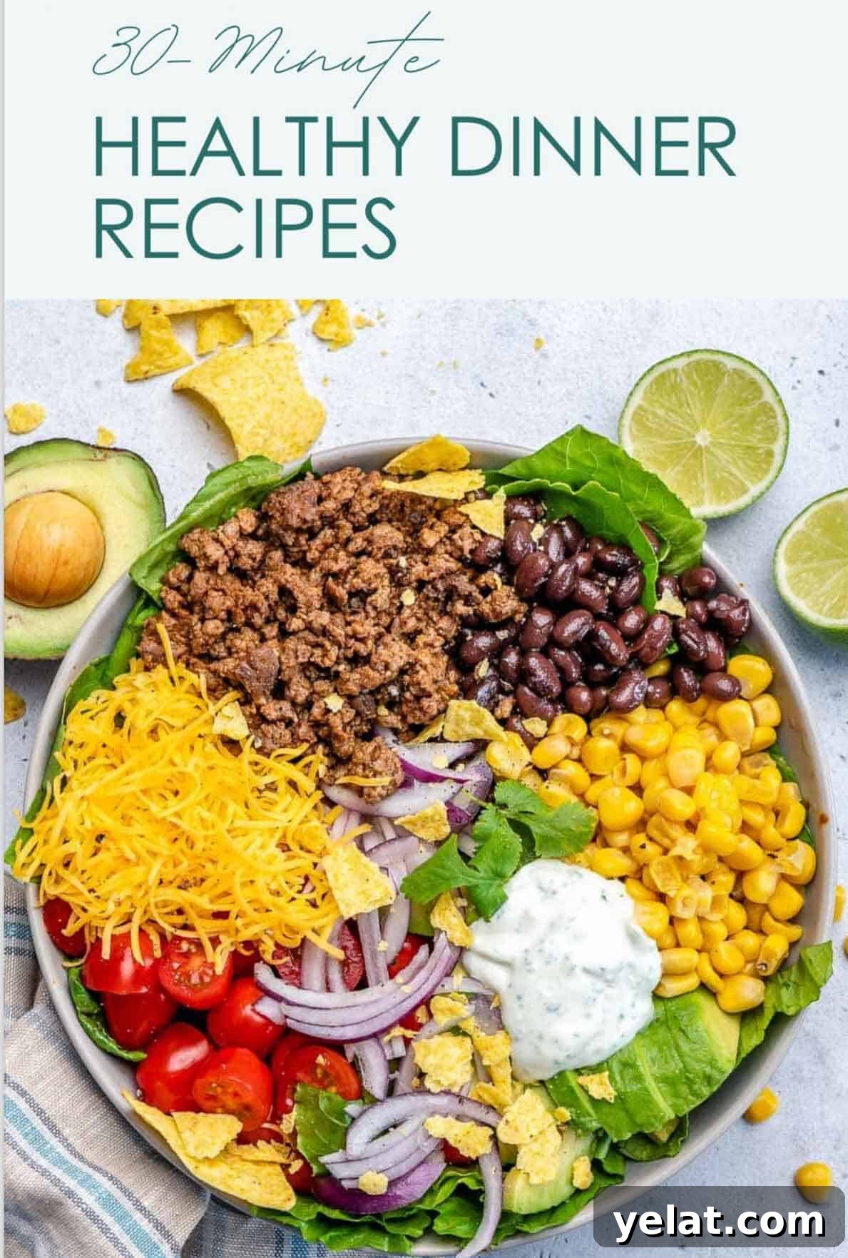 Italian Baked Turkey Meatballs with Herbed Tomato Sauce 7 ebook cover with taco salad bowl in the image.