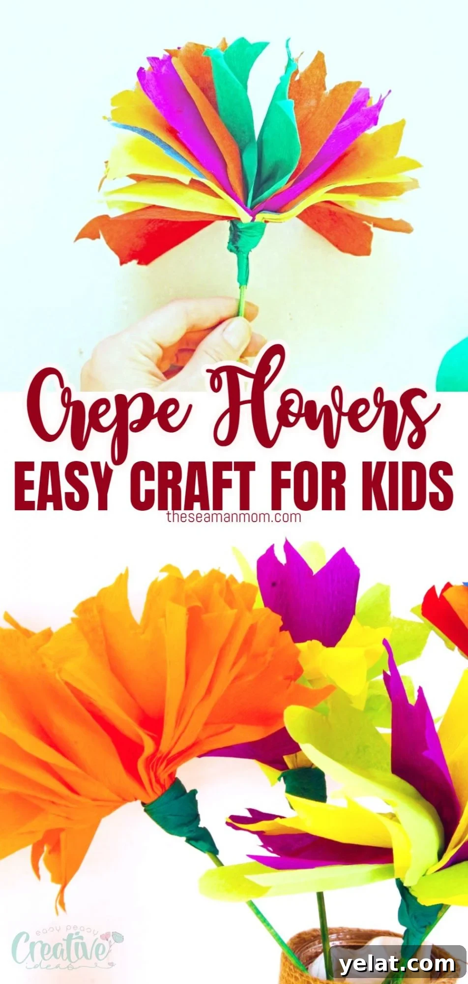 Budget-Friendly DIY Crepe Paper Flower Tutorials 6 DIY crepe paper flowers for kids in a painted mason jar