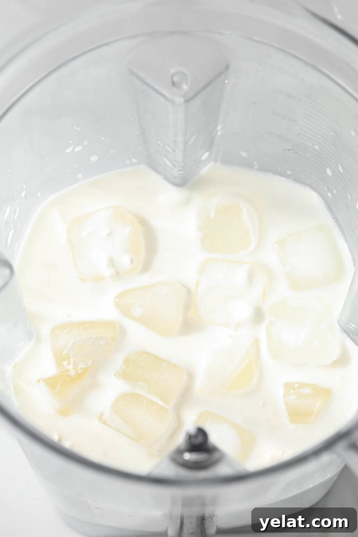 Authentic Sweet Lassi Recipe: Creamy Indian Yogurt Drink Guide 8 Milk, whipping cream, yogurt, ice, and sugar added in a blender.