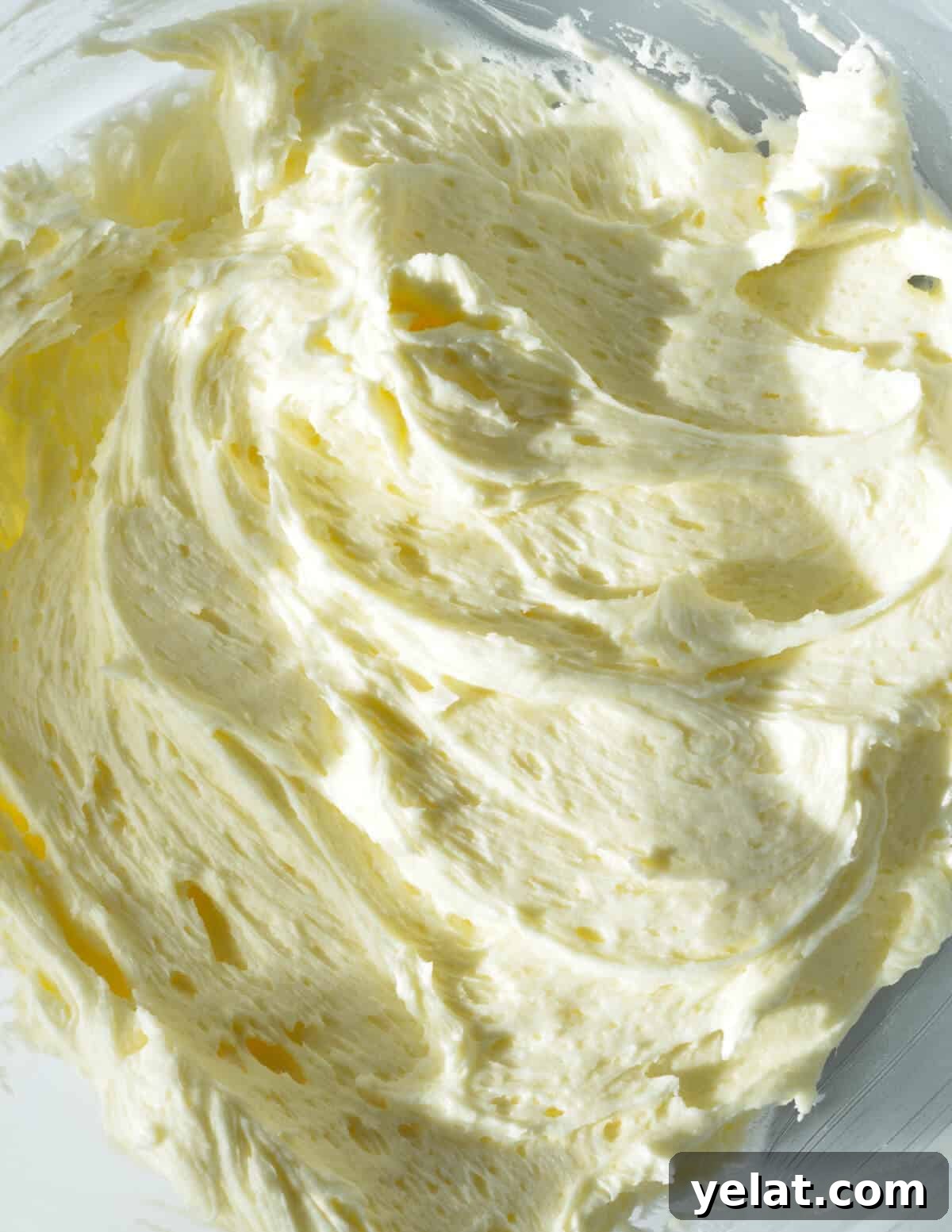 Silky Peppermint Buttercream Frosting Recipe for Cakes & Cupcakes 8 close up of buttercream frosting.