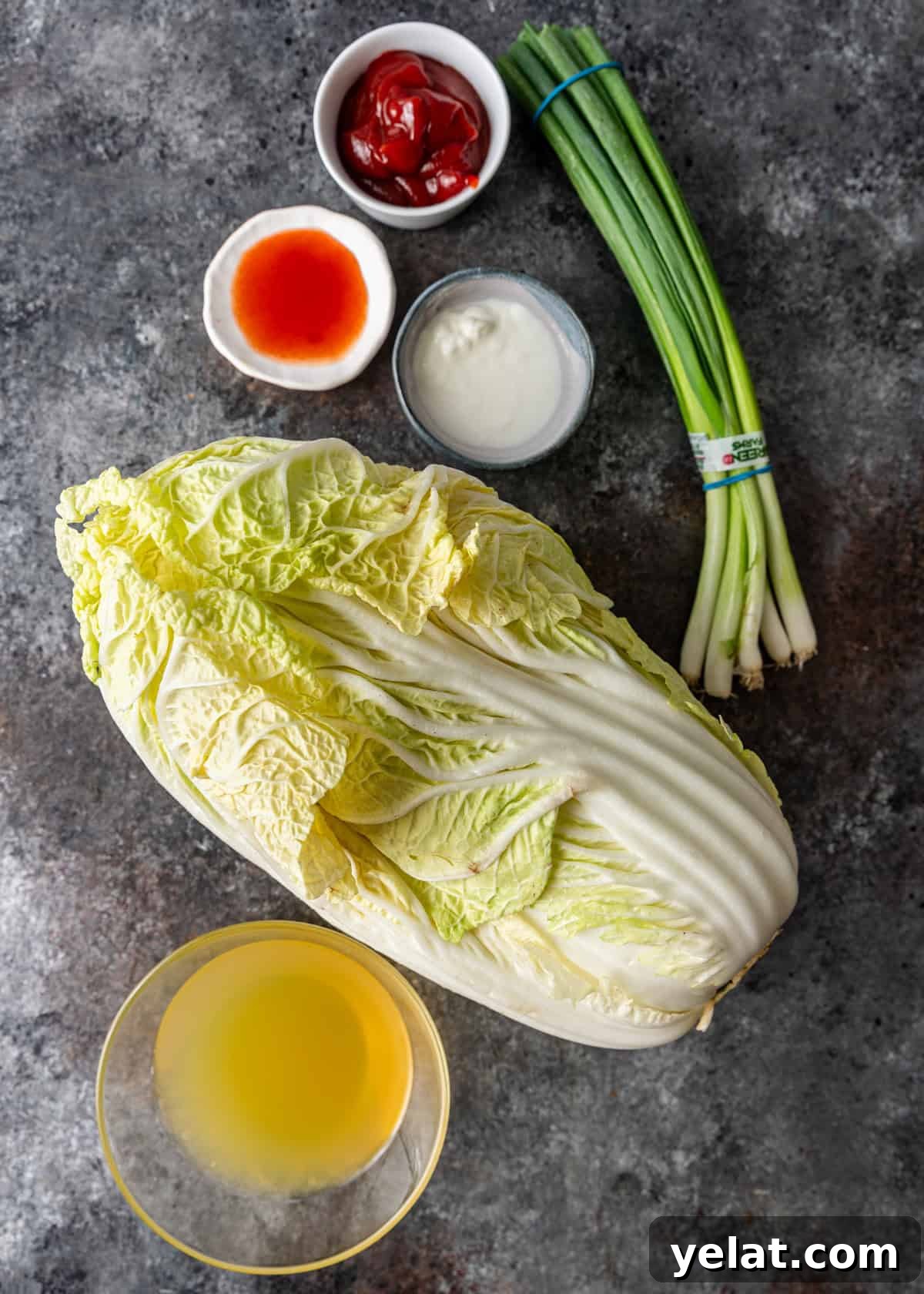 overhead: ingredients needed to make my cabbage stir fry recipe
