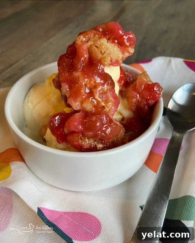 Strawberry Rhubarb Crisp with Buttery Oat Topping 3 Strawberry Rhubarb Dessert with ice cream