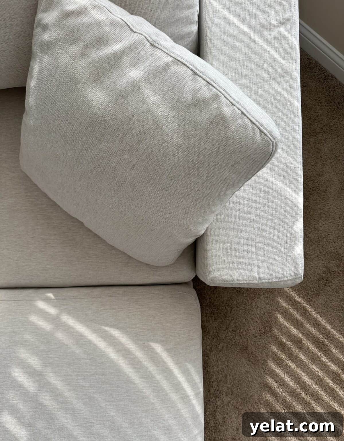My 7th Avenue Sofa Review: Modular, PFAS-Free Upholstery 5 a closer look of a PFAS-free sofa from 7th Avenue