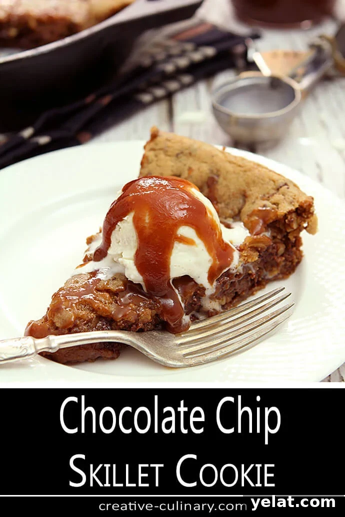 Pecan Chocolate Chip Skillet Cookie Recipe for Sharing 2 A Chocolate Chip Skillet Cookie with Pecans & Bourbon Caramel Sauce
