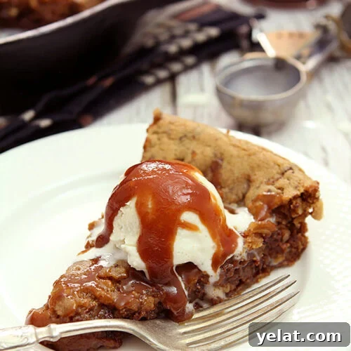 Pecan Chocolate Chip Skillet Cookie Recipe for Sharing 3 Chocolate Chip Skillet Cookie with Bourbon Caramel Sauce