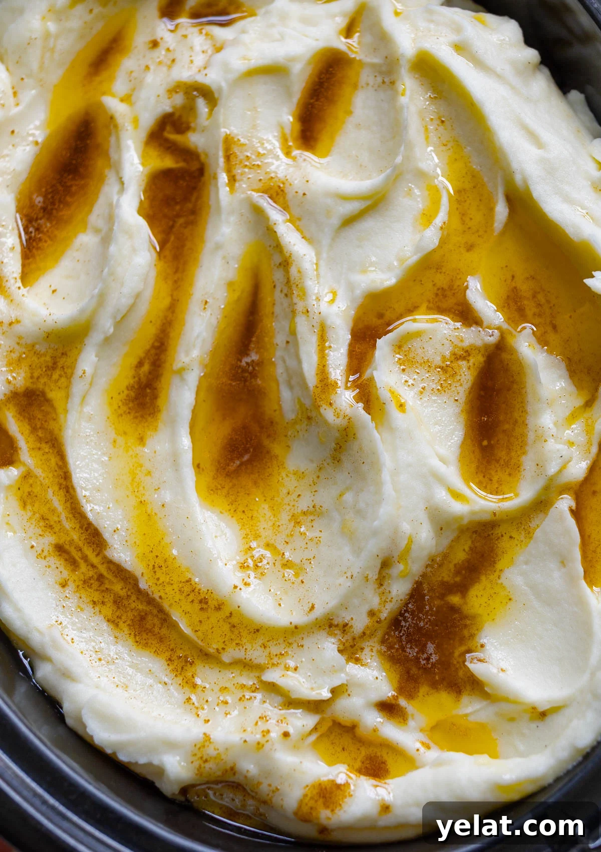 Brown Butter Mashed Potatoes: Creamy Garlic Parmesan Recipe 3 close-up of browned butter mashed potatoes