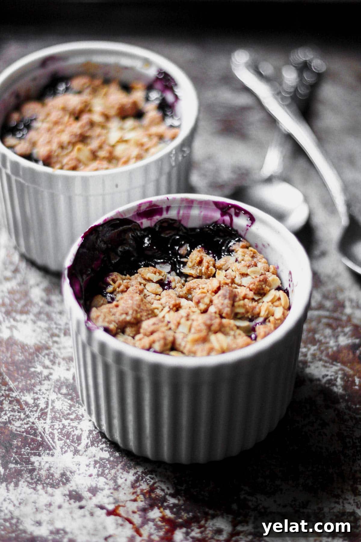 Gluten-Free Blueberry Crisp with Oat Topping 2 berry crisp for two recipe for baking blog and food photography
