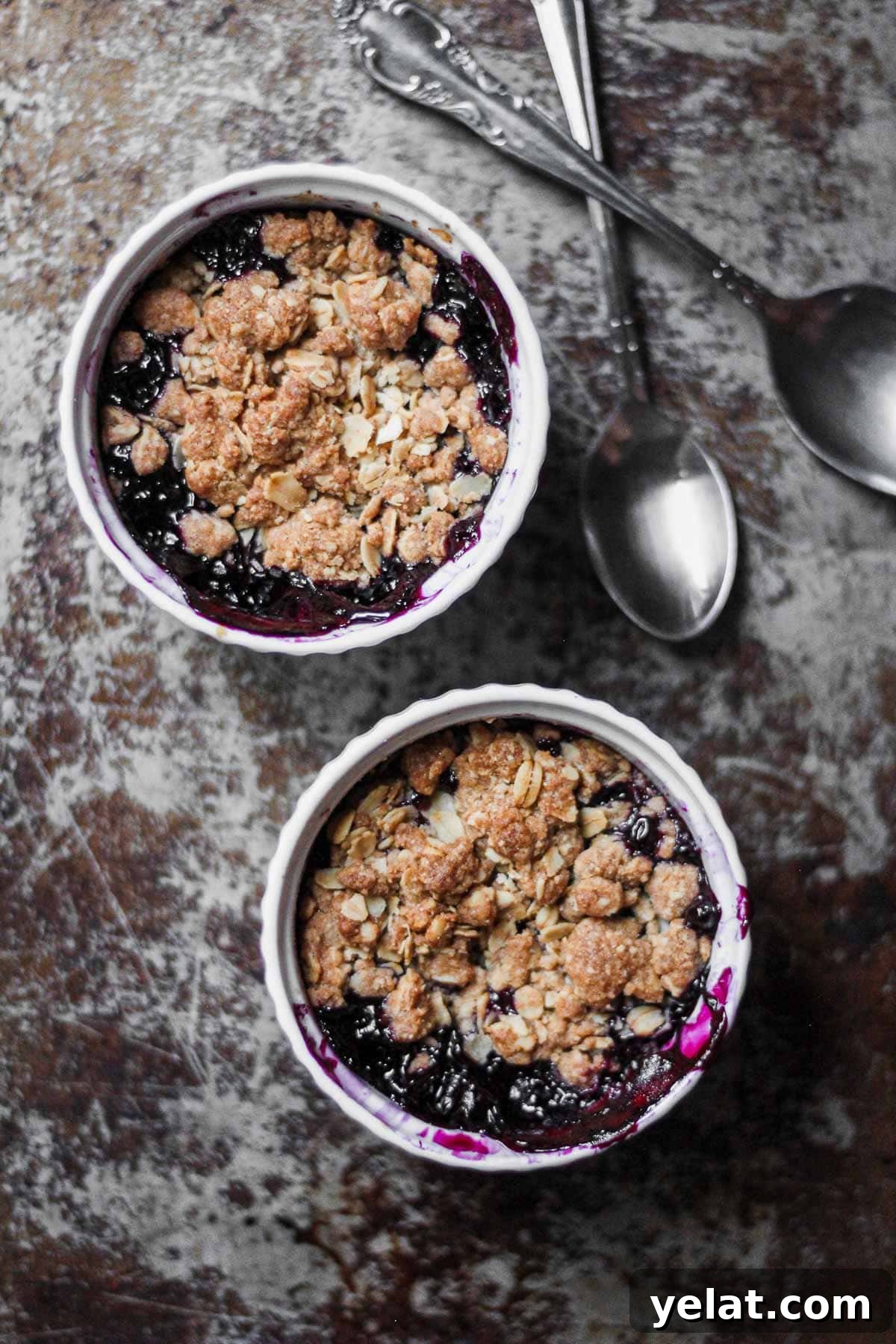 Gluten-Free Blueberry Crisp with Oat Topping 5 homemade berry cobbler recipe for baking blog and food photography