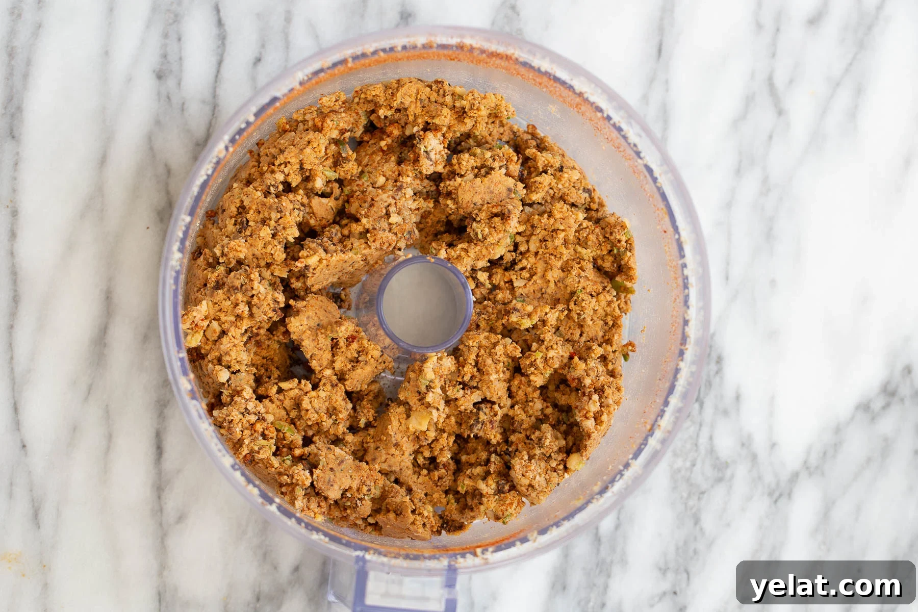 walnut taco meat walnut chickpea taco meat in food processor container ready for vegan quesadilla recipe