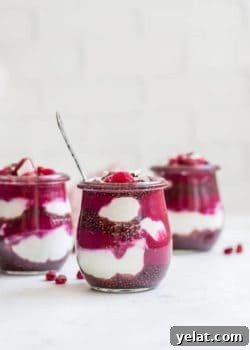 raspberry pomegranate chia pudding parfait