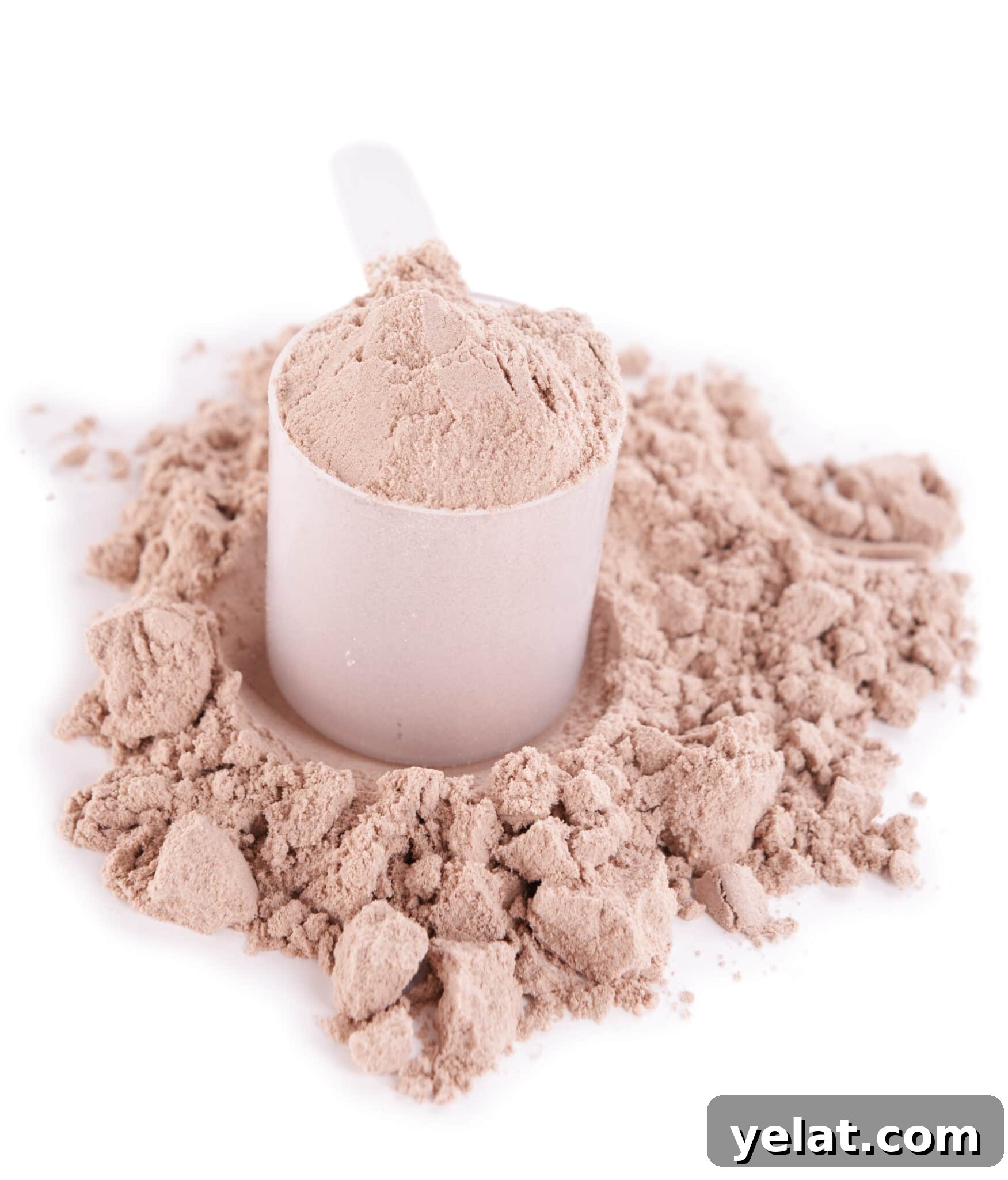 Low-Carb Pantry Essentials for Baking: Flour Substitutes & Staples 15 Whey protein powder in scoop isolated on white