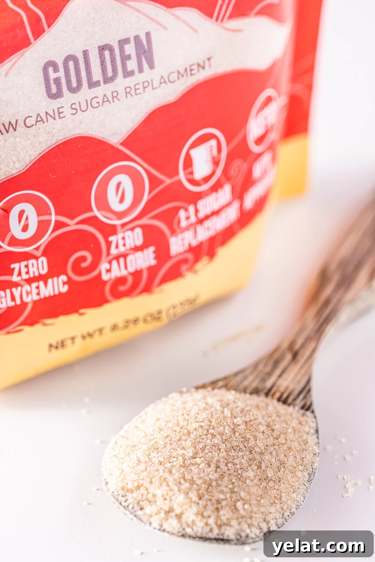 Low-Carb Pantry Essentials for Baking: Flour Substitutes & Staples 6 Artificial sweetener on a wooden spoon.