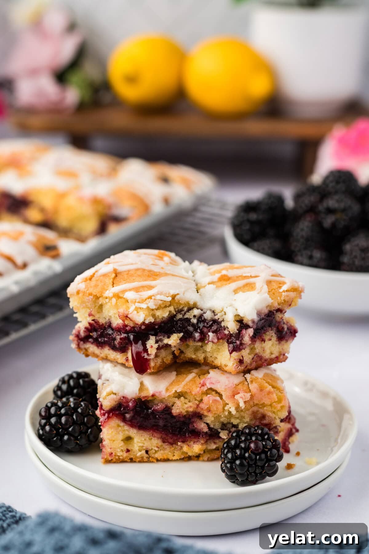 Irresistible Blackberry Pie Squares Recipe for Summer Gatherings 2 Stack of two Blackberry Pie Squares on a plate