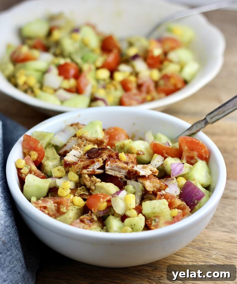 Grilled BBQ Chicken, Avocado & Tomato Summer Salad 2 bbq chicken avocado tomato salad