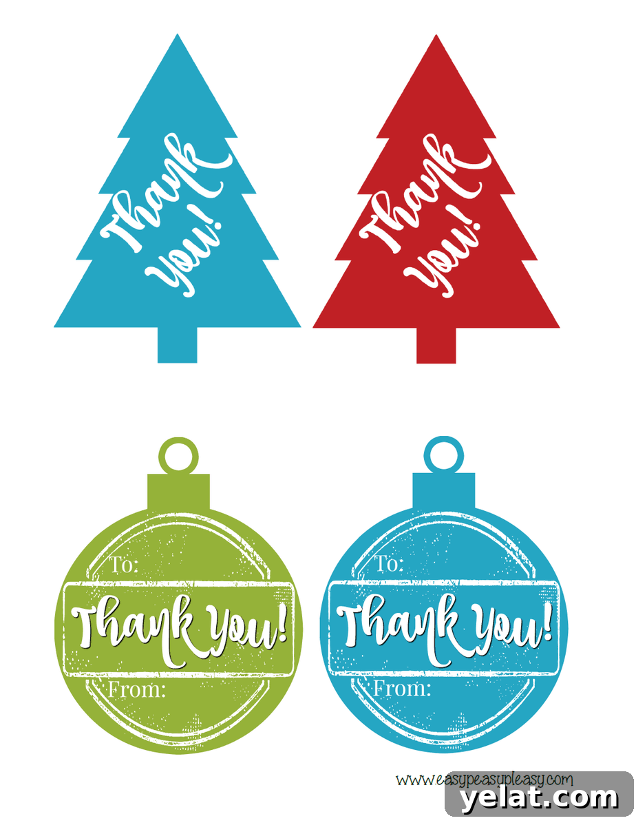 Printable Holiday Hostess Gift Tags — Free Downloadable Pack 12 Free Printable Thank You Hostess Gift Tags