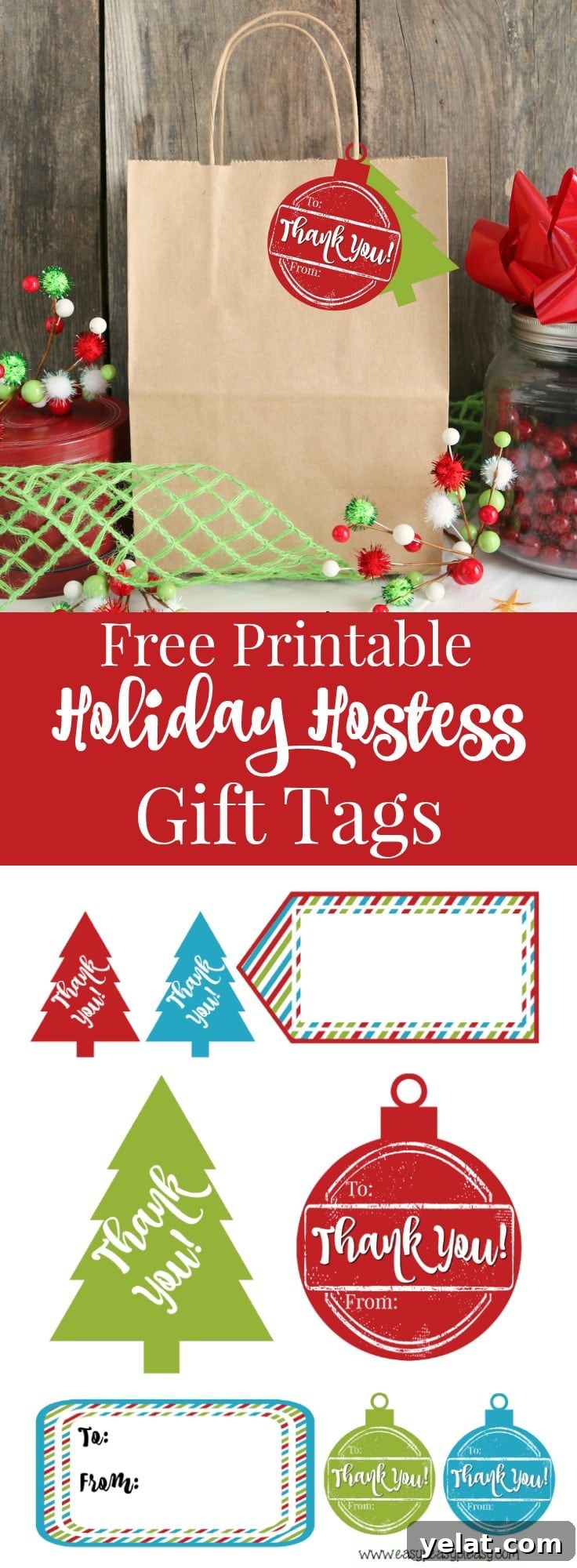 Printable Holiday Hostess Gift Tags — Free Downloadable Pack 6 Free Printable Holiday Hostess Gift Tags found at easypeasypleasy.com