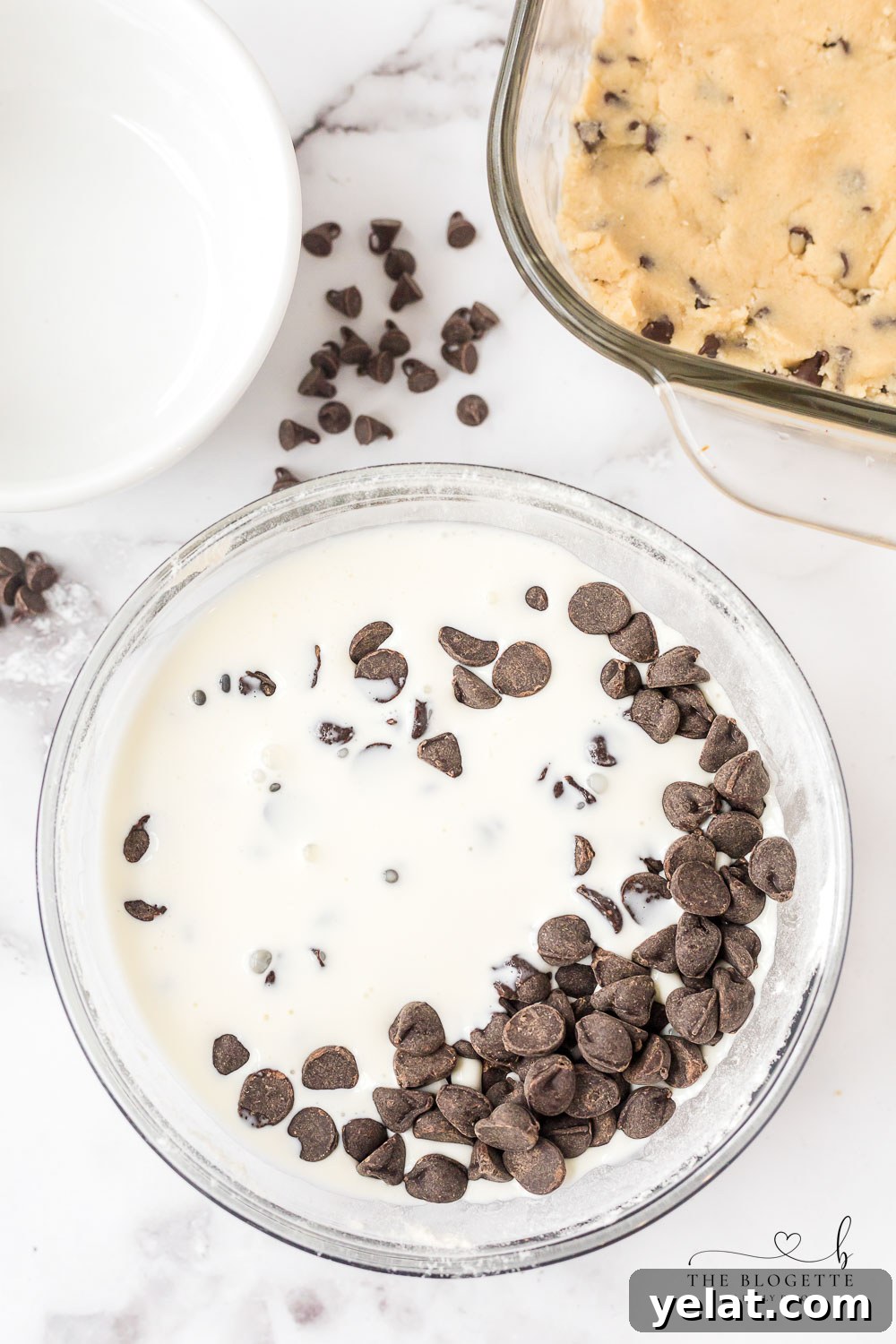 Chocolate chips in heavy cream