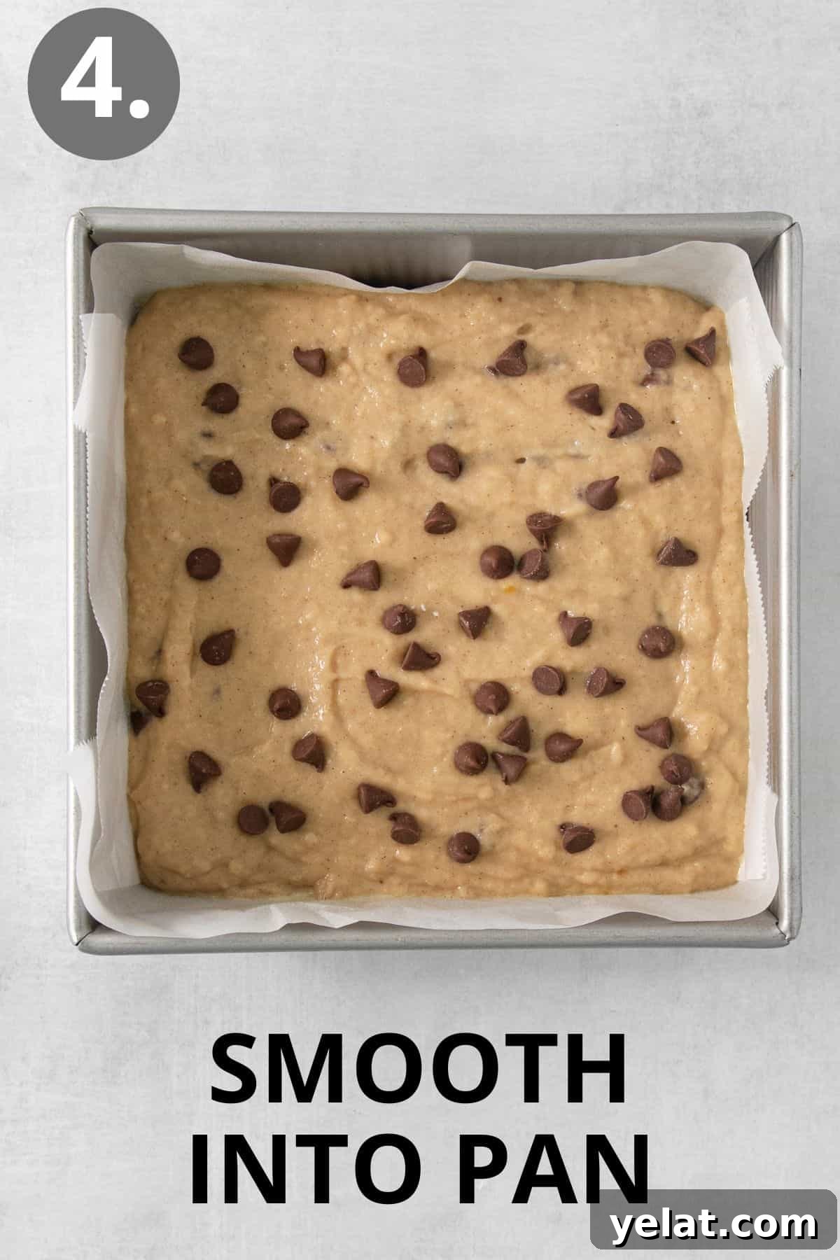 Applesauce cake batter in a pan