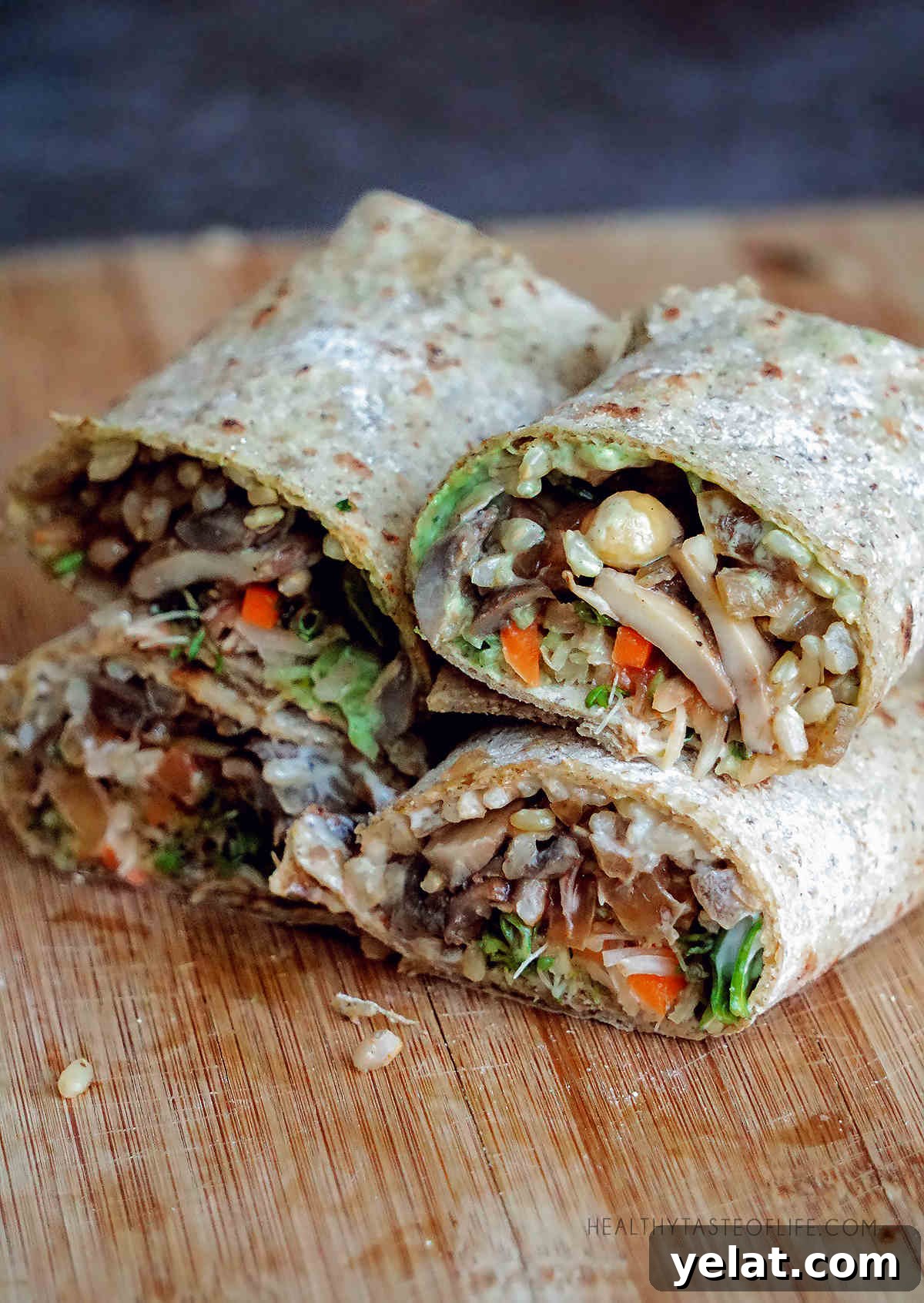 Savory Gluten- and Dairy-Free Breakfast Ideas Without Sugar 5 Savory breakfast burrito wrapped in a gluten-free tortilla with veggie and bean filling.