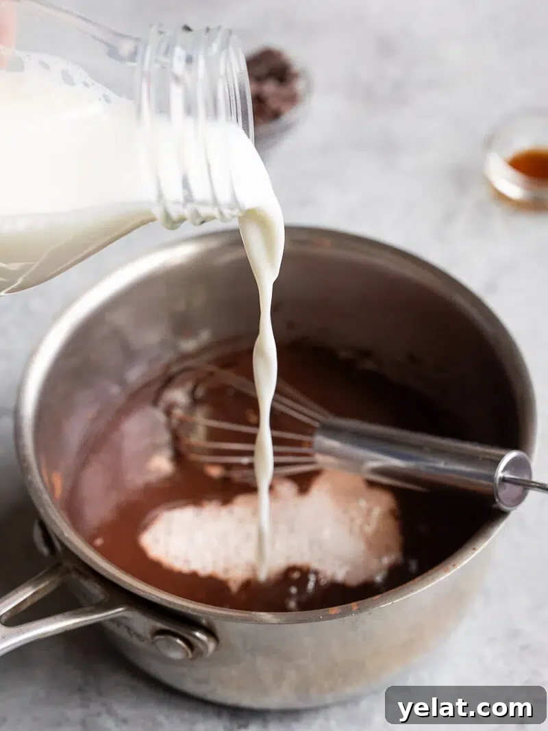 Nutritious Hot Chocolate Recipe for Cozy Winter Nights 6 adding milk to cocoa powder