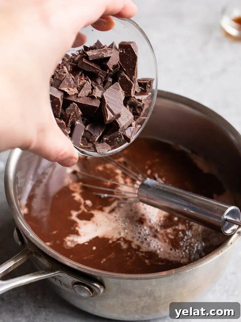 Nutritious Hot Chocolate Recipe for Cozy Winter Nights 7 adding chocolate to cocoa milk mixture