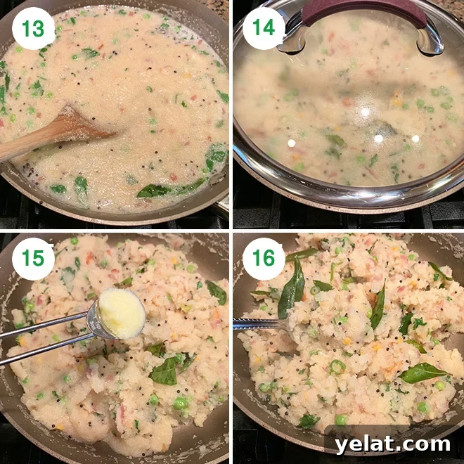 step by step pictures of making sooji-rava upma 
