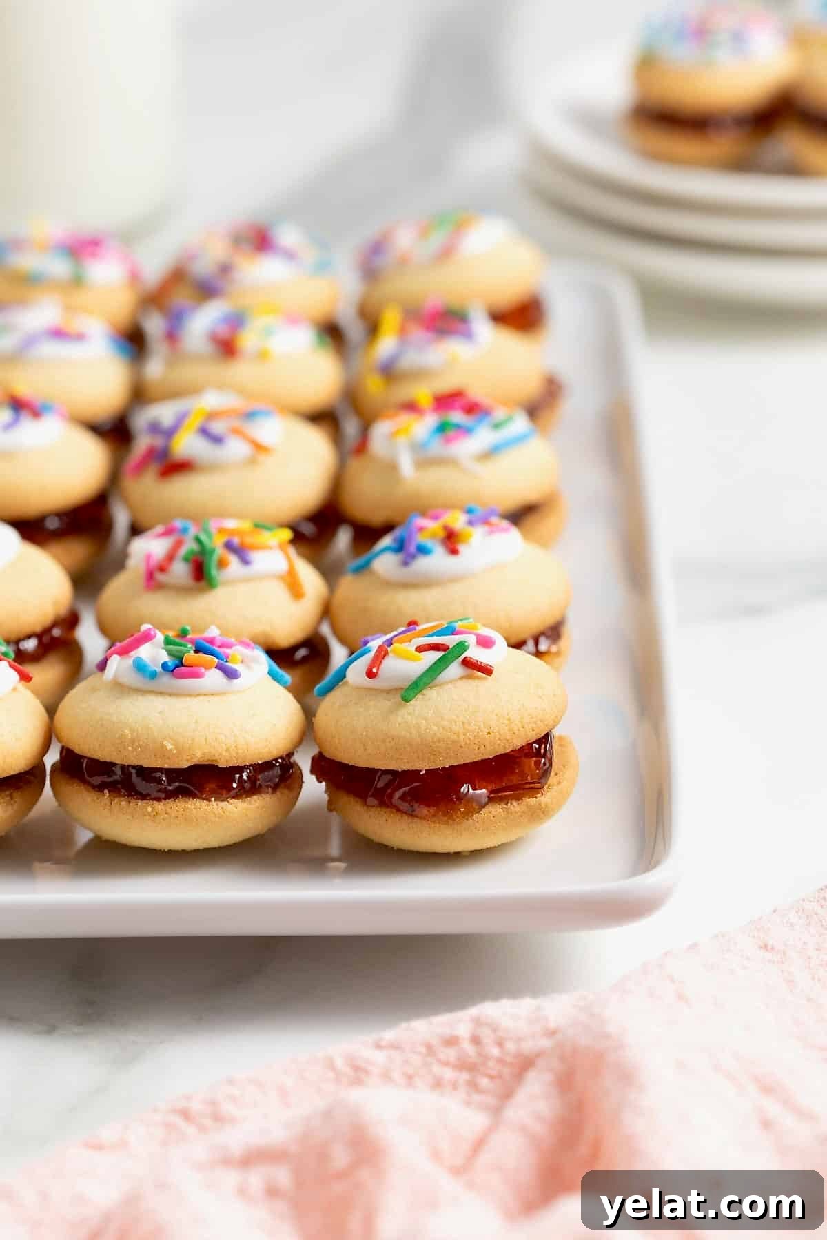A baking sheet of miniature pop tarts made with Nilla wafers.