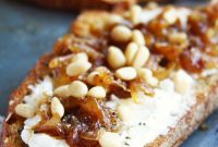 Caramelized Onion, Goat Cheese & Pine Nut Crostini Recipe