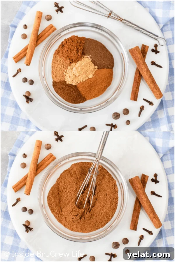 Two pictures collaged together showing how to mix together a spice blend.
