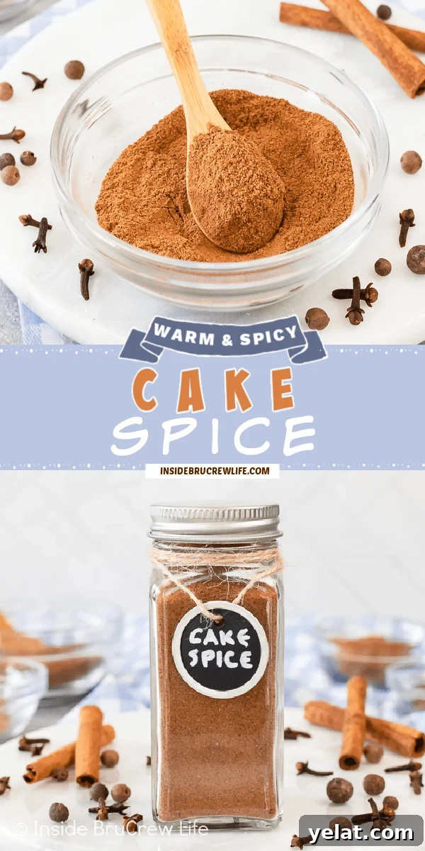 Two pictures of Cake Spice collaged together with a blue text box.