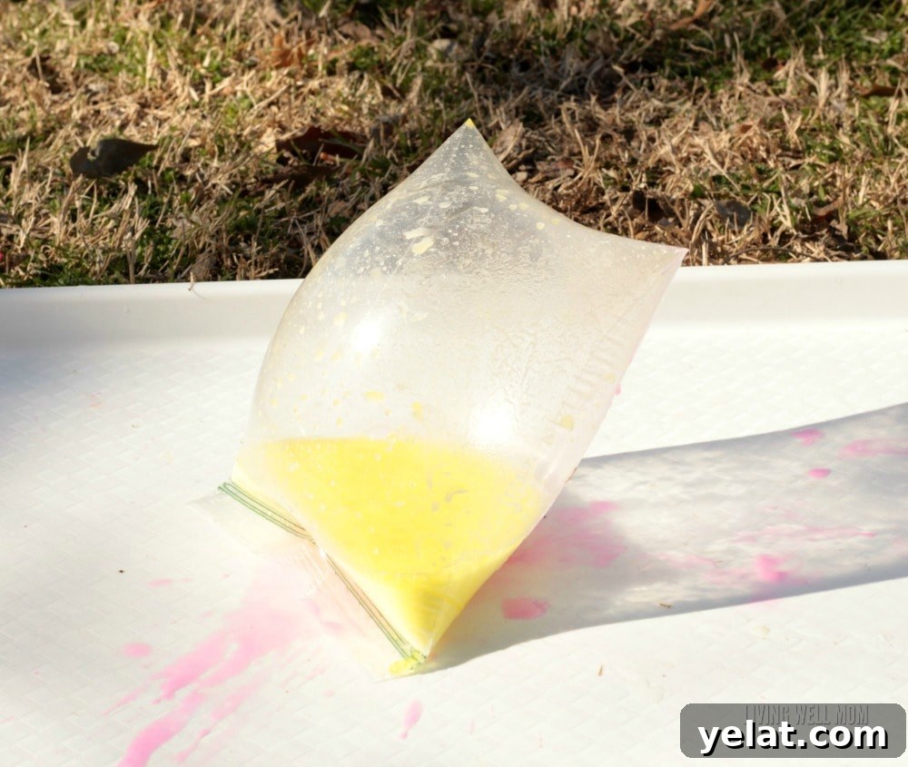 inflated bubble bomb bag about to pop 