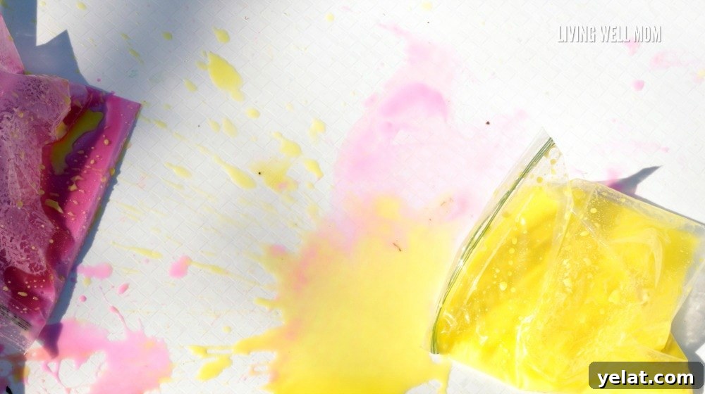 colorful exploding bags science experiment
