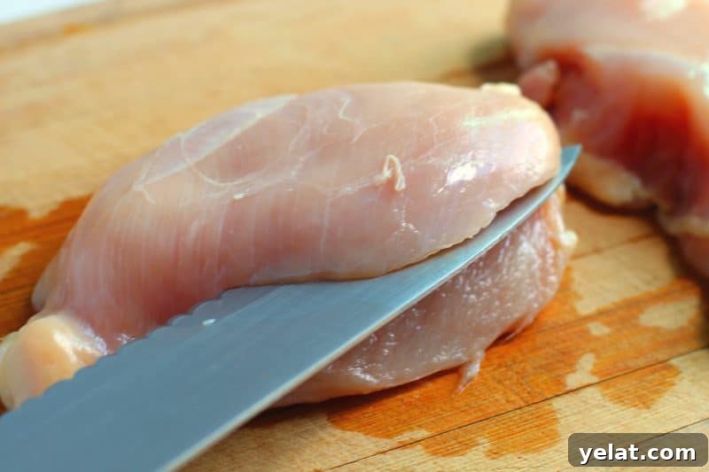 Broccoli & Cheese Stuffed Chicken Breasts: Juicy Baked Recipe 5 Carefully cut a pocket into each chicken breast.