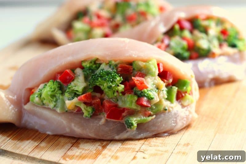 Broccoli & Cheese Stuffed Chicken Breasts: Juicy Baked Recipe 6 Stuff each chicken breast with stuffing mixture.