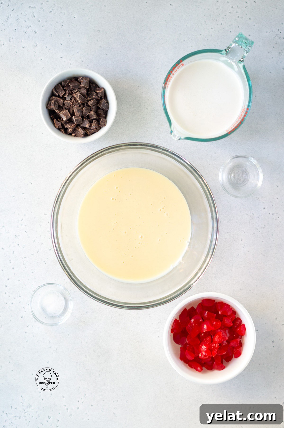 Homemade Cherry Cordial Ice Cream Recipe -> Cherry Cordial Ice Cream Recipe You Can Make at Home 3 The ingredients needed to make no churn cherry ice cream with chocolate and sweetened condensed milk.