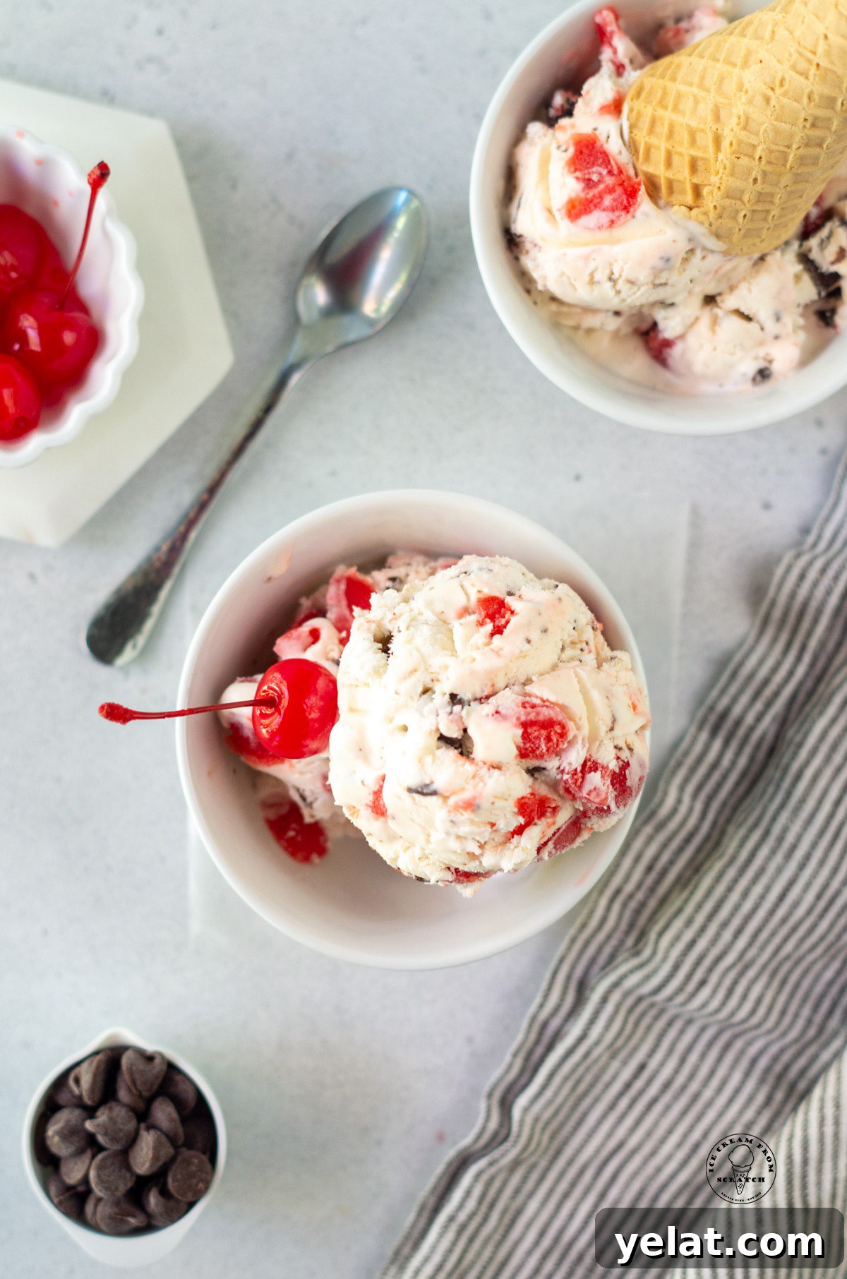 Homemade Cherry Cordial Ice Cream Recipe -> Cherry Cordial Ice Cream Recipe You Can Make at Home 4 a bowl of cherry cordial ice cream topped with a maraschino cherry.