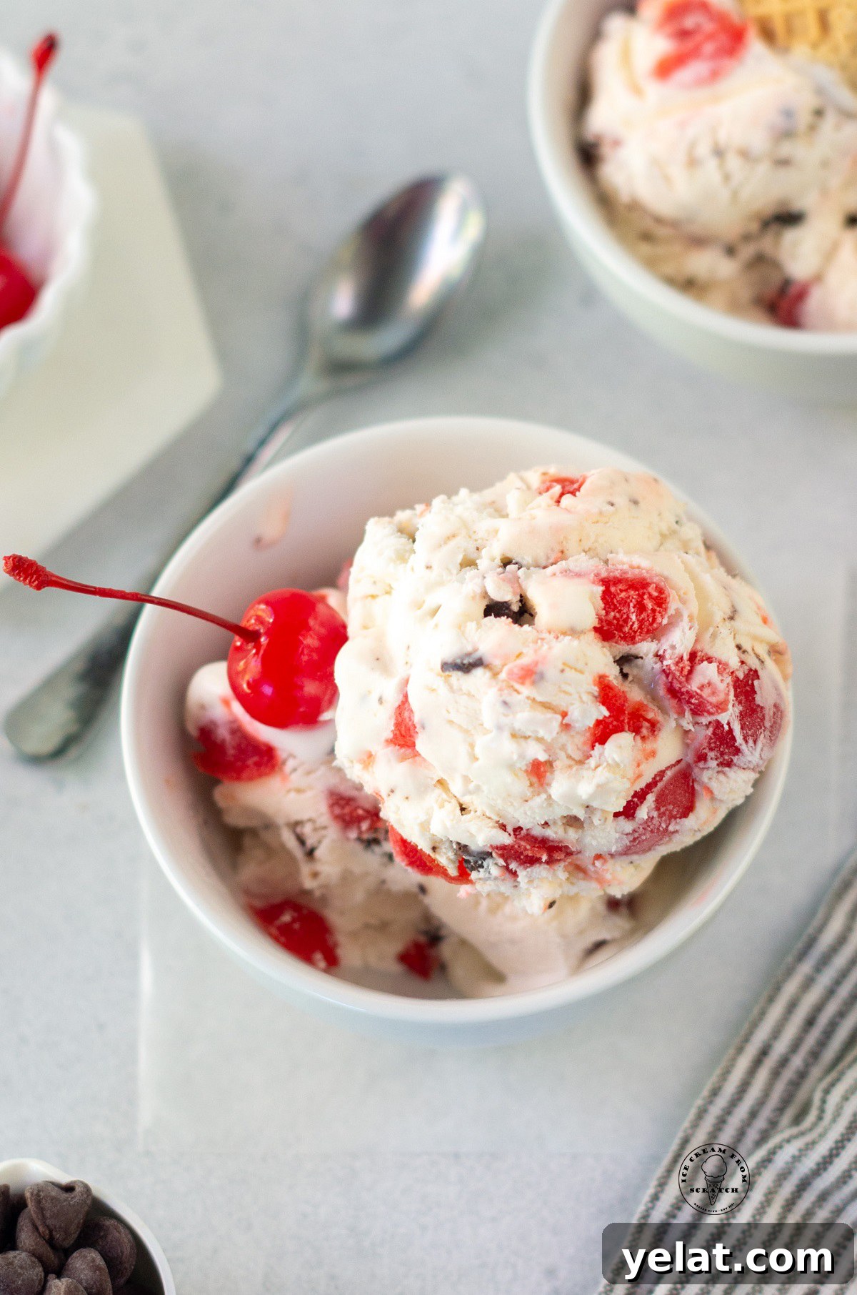 Homemade Cherry Cordial Ice Cream Recipe -> Cherry Cordial Ice Cream Recipe You Can Make at Home 5 scoops of homemade cherry cordial ice cream in a dish.