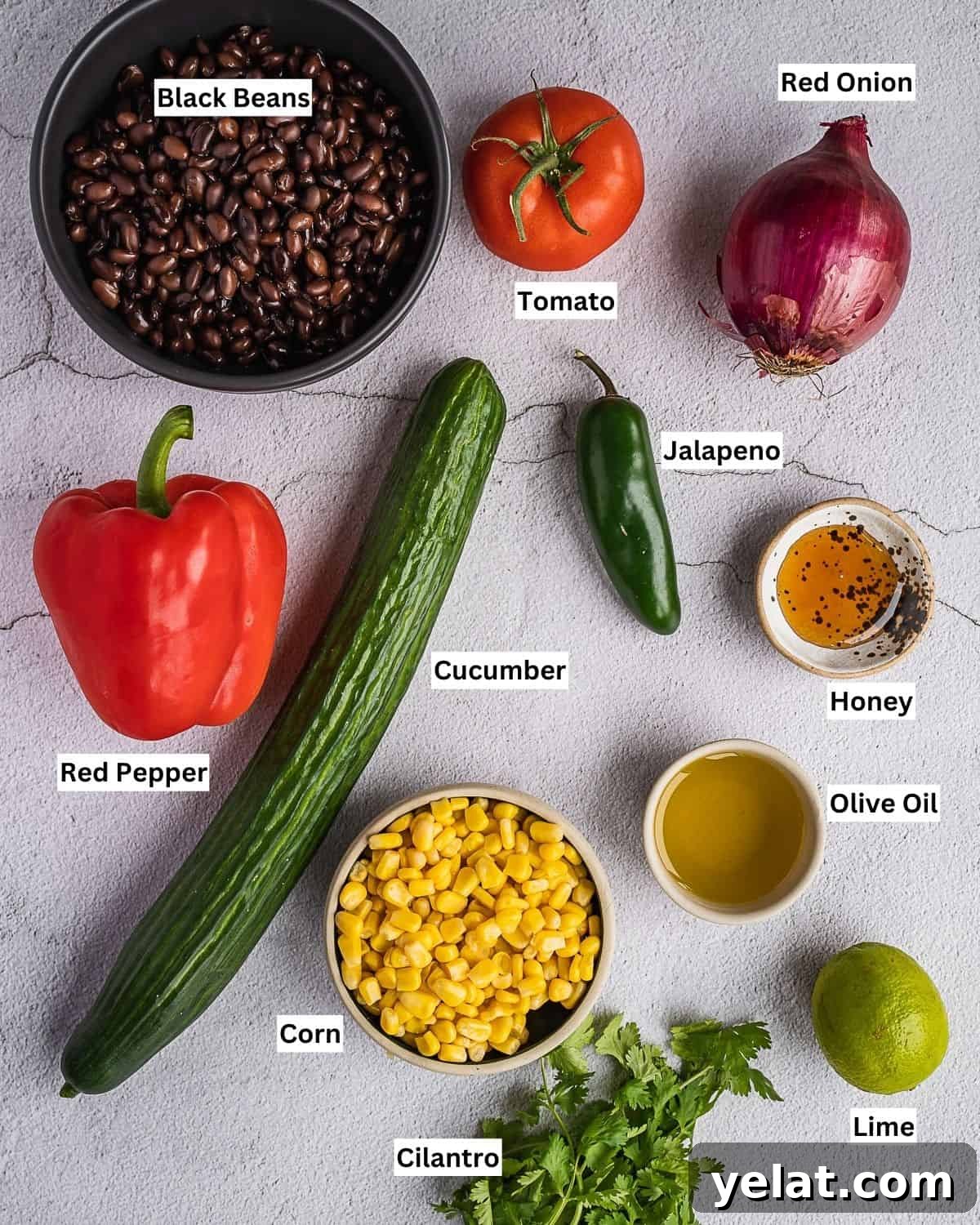 Fiesta salad ingredients.